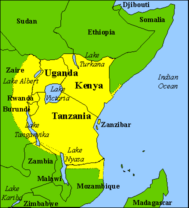 The East African Region where Swahili is spoken