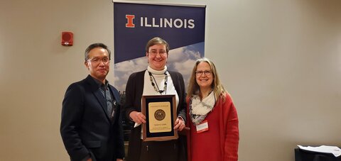 photo of honor event on Jan 31 2022 with Professors James Yoon, Tania Ionin and Silvina Montrul